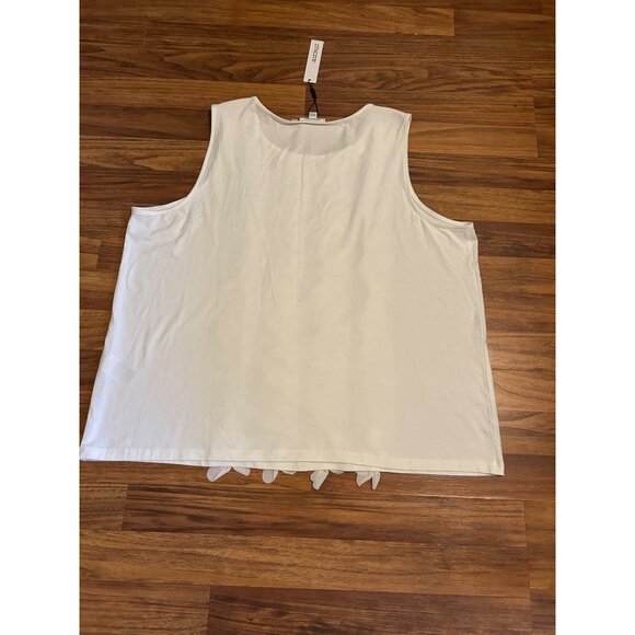 Chicos Cream PLUS Size 4 XXL NWT Sleeveless Layers of Ruffles Scoop Neck Stretch - Picture 2 of 10